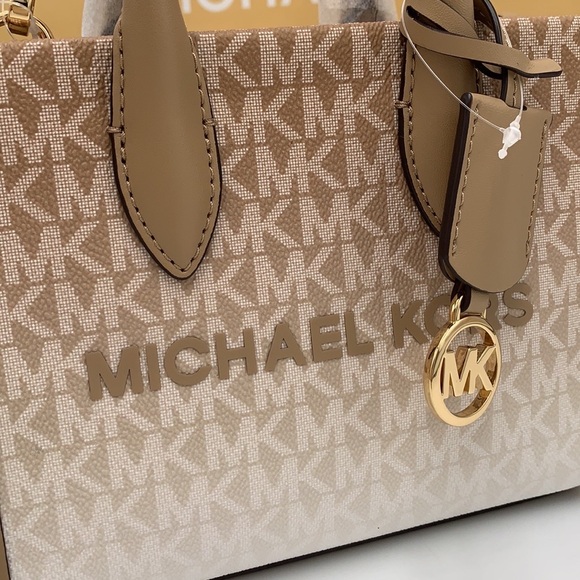 Michael Kors Mirella Extra-Small Ombré Logo Crossbody XBODY ShopperBag Camel NWT - Picture 10 of 16